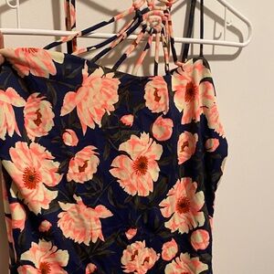 Tori Praver Swimwear Floral Bikini - Navy and Pink